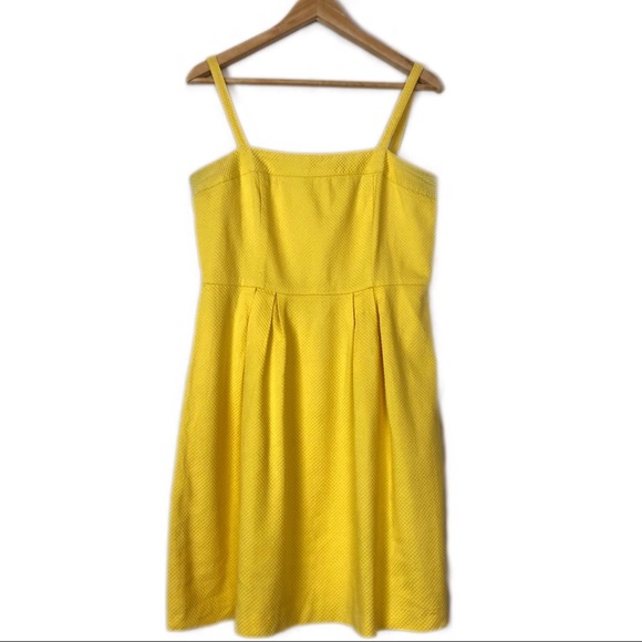 LOFT | Pleated Yellow Honeycomb Textured Sundress - Picture 3 of 8